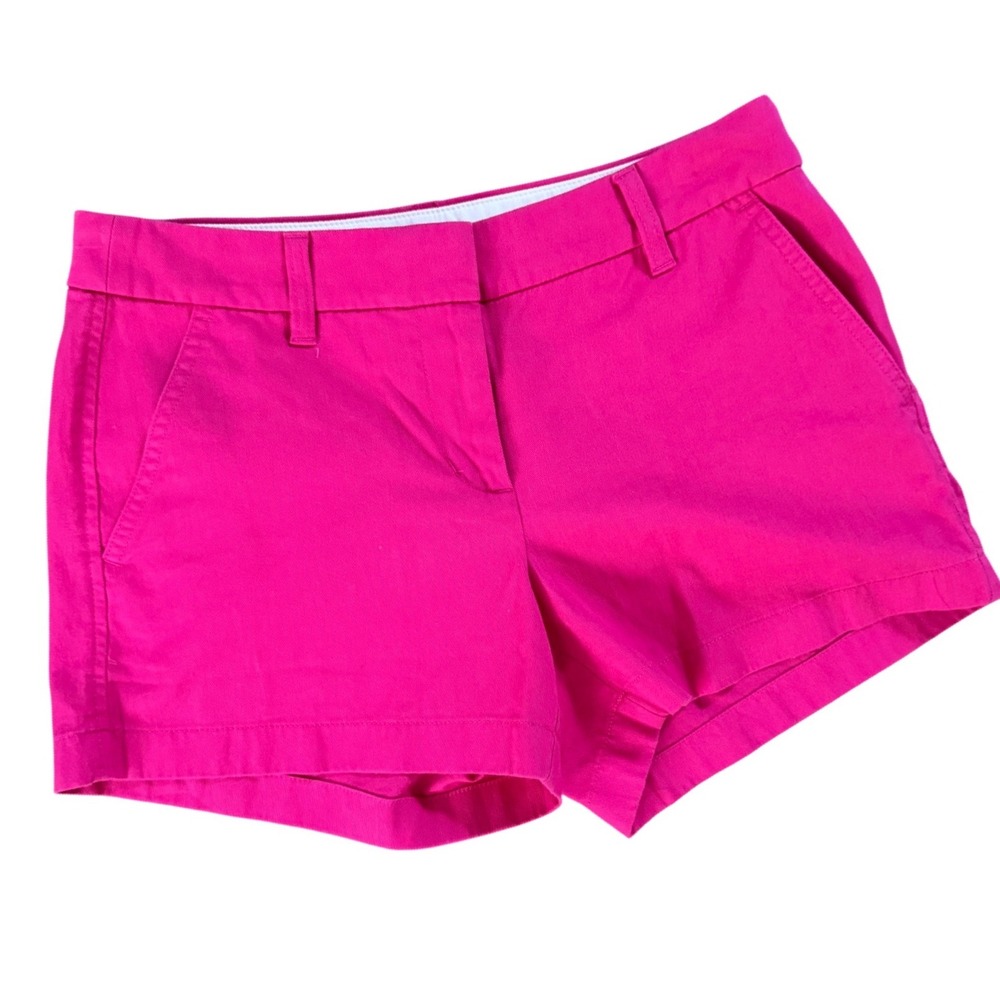 J.Crew Womens Hot Pink Chino Shorts 100% Cotton Size 4 Preppy Summer Casual